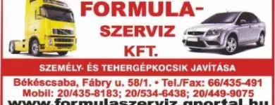 1 üzleti kép FORMULASZERVIZ KFT Autó-motor alkatrész ban/ben Békéscsaba BC